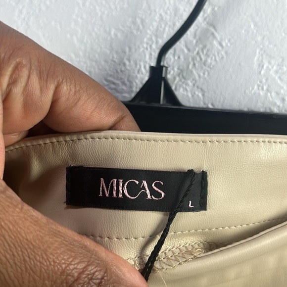 MICAS Solid Fringe Studded Mini Skirt Tan Sz L Southwest Cow Girl Effortless - Picture 4 of 11